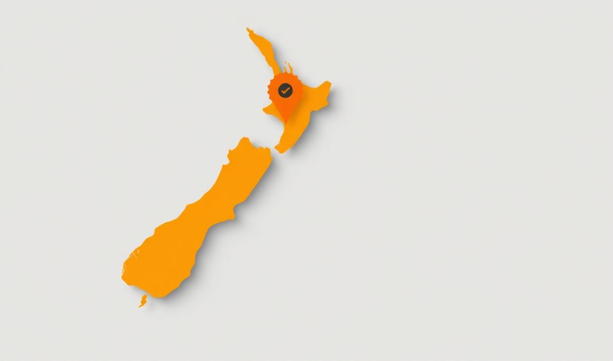 Map of New Zealand with one region claimed in orange